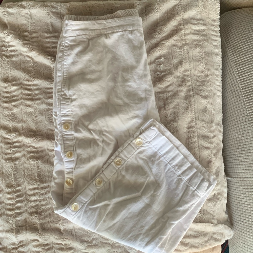 Linen pants with buttons down side